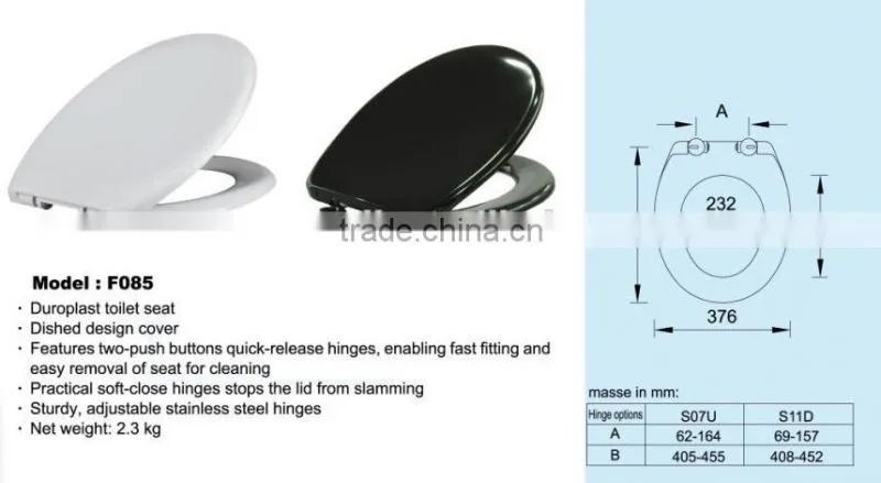 Toilet Seat Cover With Quick Take-off Hinge in Black Color for Bathroom WC pans