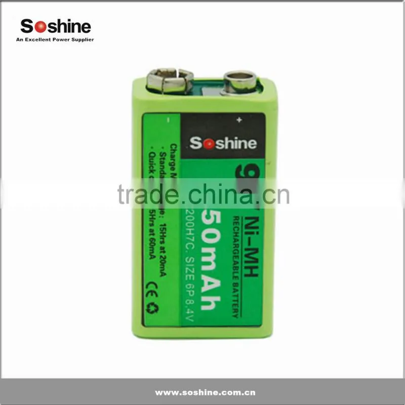 High Quality Batteries CE/ROHS rechargeable NiMh 9v 250mah battery