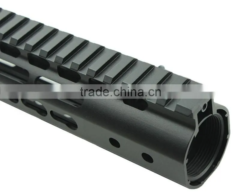 Funpowerland Black Free Float NSR 13.5" Handguard One-piece Top Rail System KeyMod High Quality Ultra Lightweight BK For AR-15