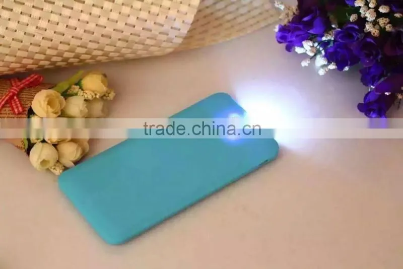 Real 10000mAh ultra slim soft handle personalize logo printing led flash light power bank charger