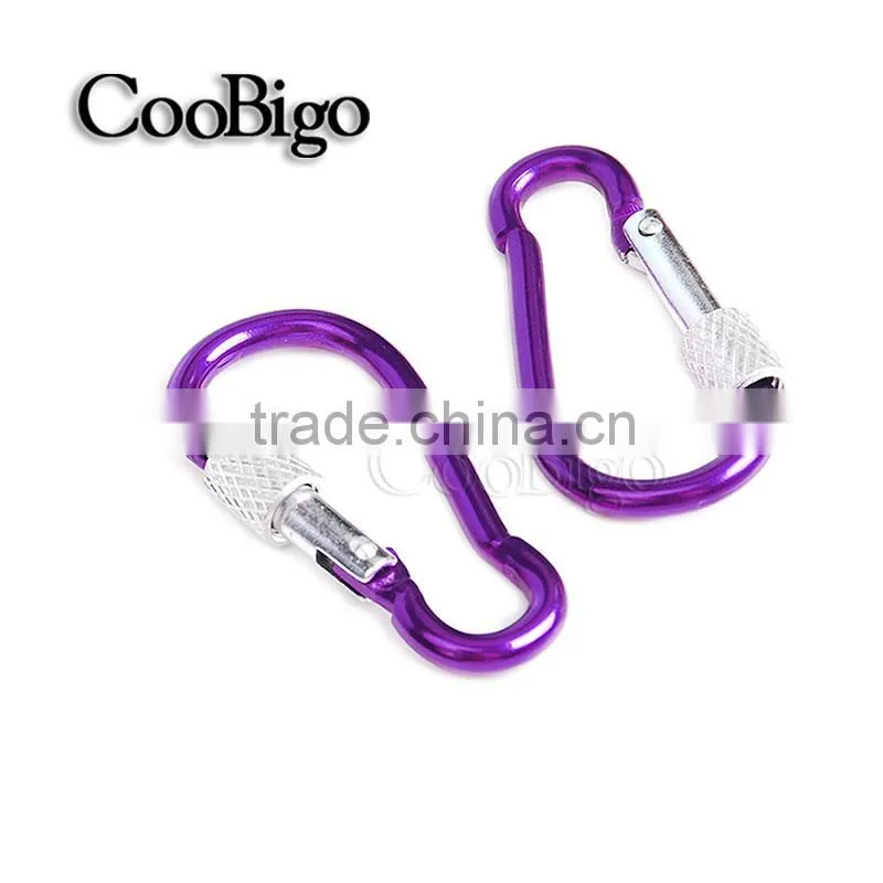 Multi-Color Aluminum Spring Locking Carabiner Snap Hook Keychain Hiking Camping #FLQ188-7C(Mix-s)