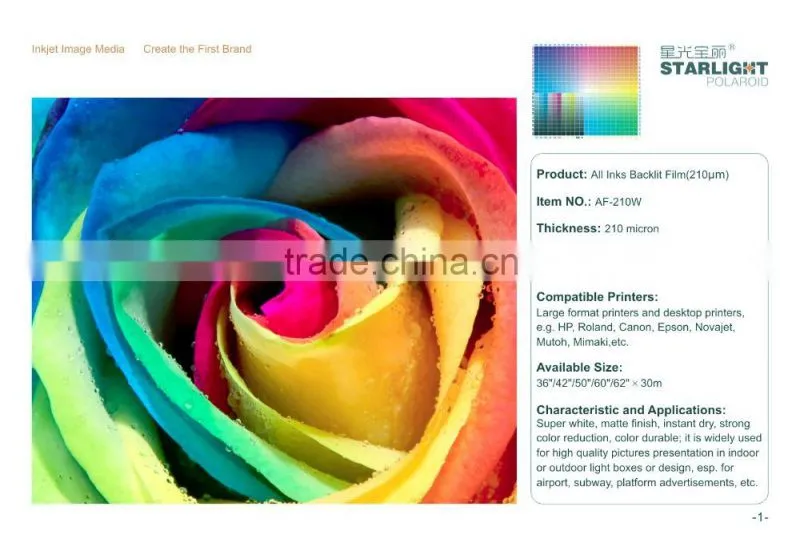 High Quality PET Backlit Film Digital Images Solution