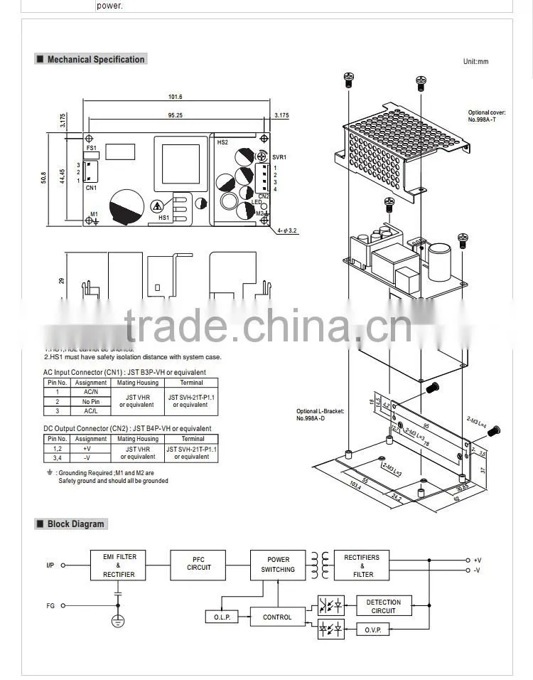 UL CE EMC approved meanwell eps-65-24 65w 2.71a 24v power supply pcb