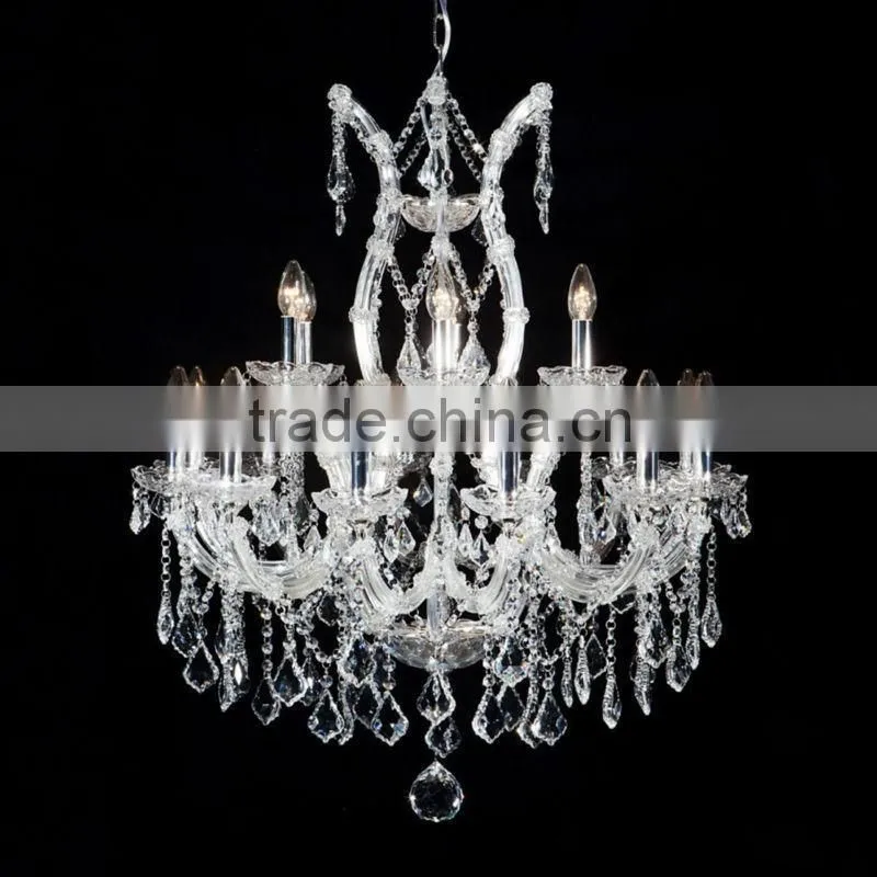 Antique Gold Wrought Iron Candle Chandelier Crystals Lighting