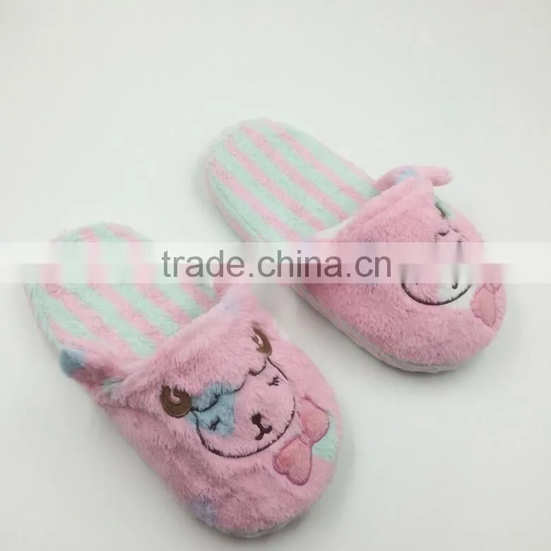 pink fluffy animal home slipper