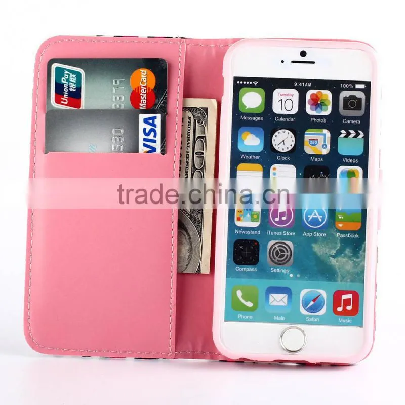 Patent Design Bowknot Button Wallet Leather Case For iPhone 5/5s