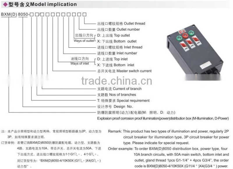 BXM(D)-8050 High quality explosion proof corrosion proof power distribution box