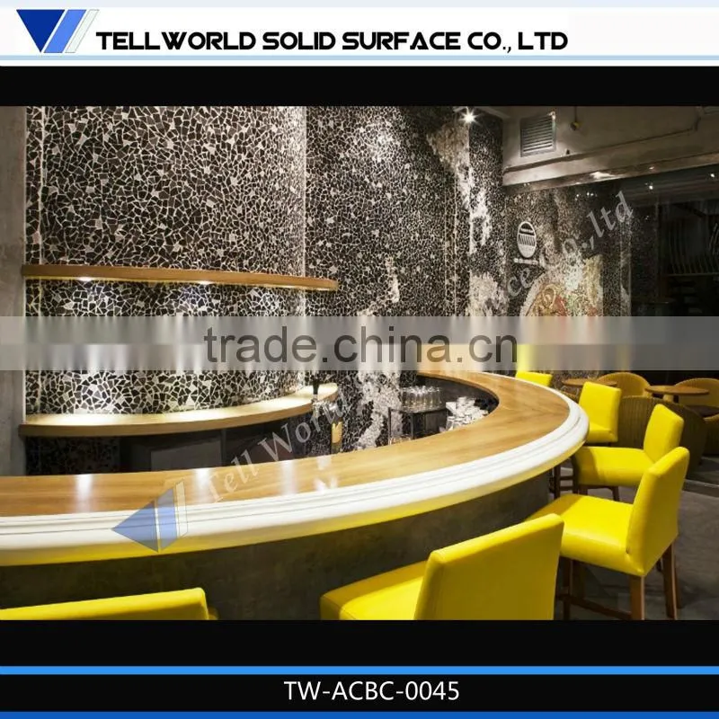 2014 modern popular luxury artificial marble cambered bar counter furniture