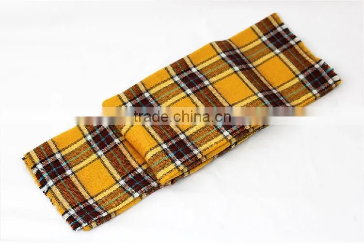 2015 Fashion wholesale yellow plaid cashmere winter scarf