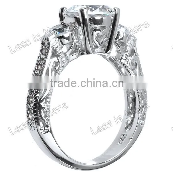new 925 silver cz three stone ring ,engagement ring set