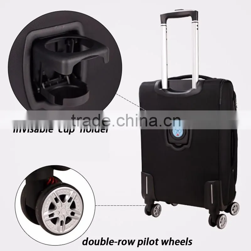 Spinner Caster PA Nylon Suitcase Material Spinner Soft Luggage With Cup Holder