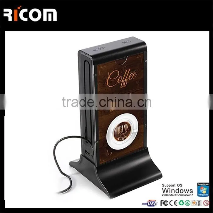 menu holder power bank for Emergency Coffee Shop,stand table menu power bank with CE/Rosh compatible for phone--PB102--Ricom