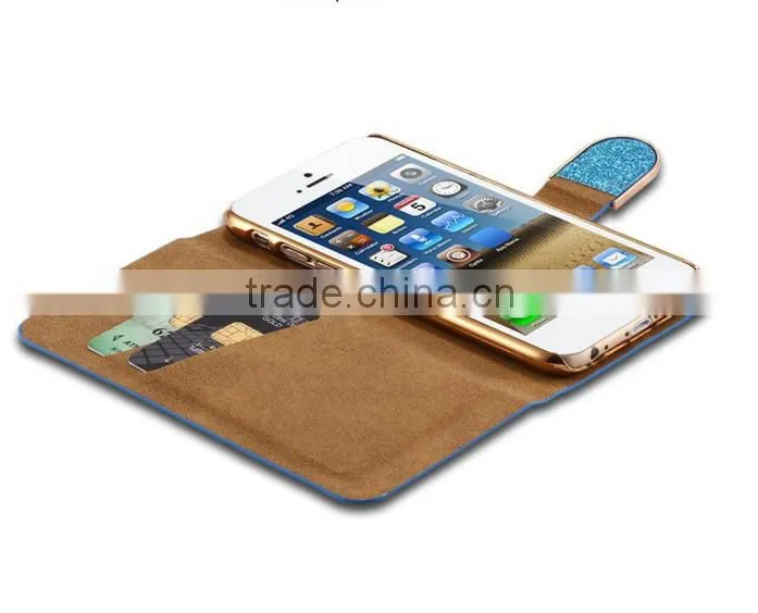 Bling Flip Shiny Diamond Deluxe Wallet Leather cover Case for iphone 6 Diamond Bling PU Leather Flip Cover