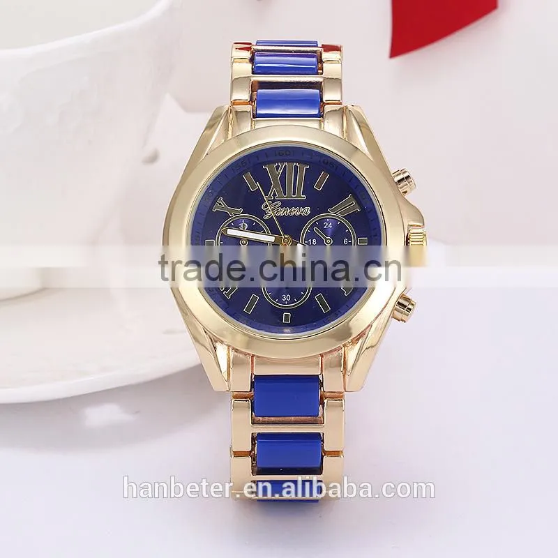 Golded man watches geneva limited edition quartz watch with water resistant