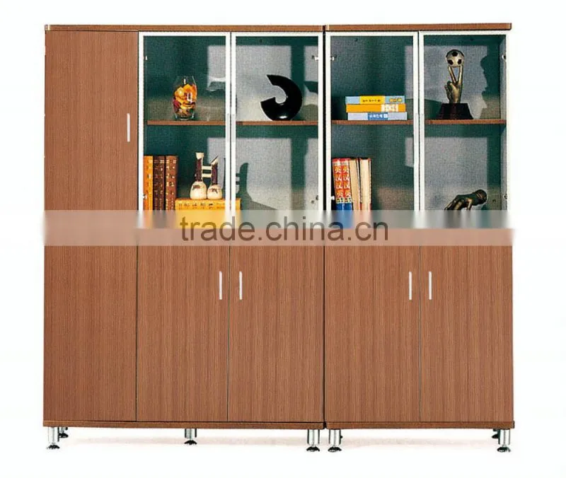 wood filing cabinet with glass door Foshan office furniture PT-L015