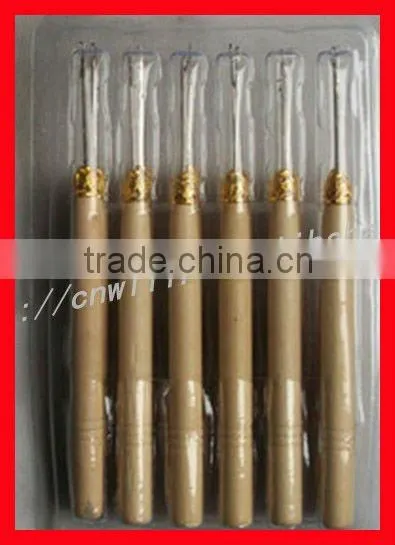 wood handle hair extension hook hair extension pulling needle hair extension threads hair hooks