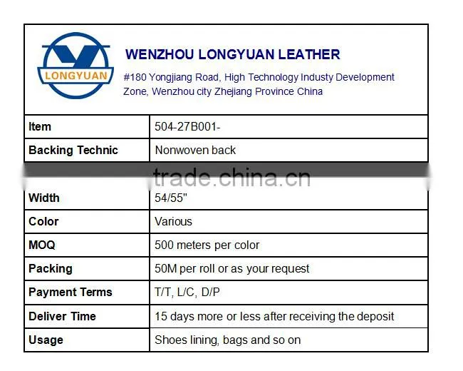 Nonwoven Automotive Fabric PU Sofa Material PU Leather for Sofa