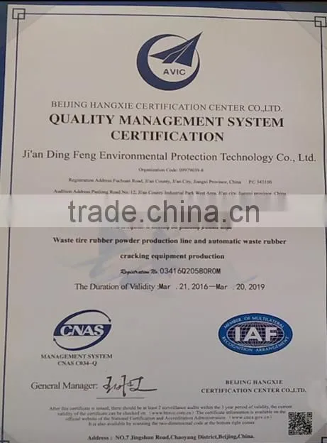 ISO Jiangxi Dingfeng scrap tire pyrolysis equipment with free installation