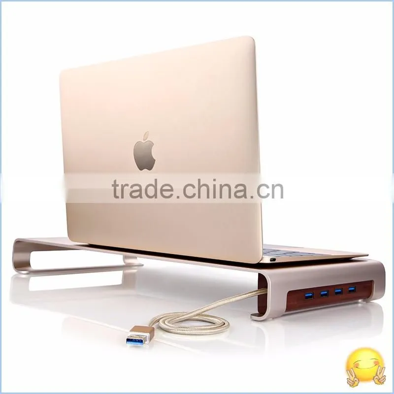 Aluminum laptop stand holder for Apple Macbook notebook computer stand Aluminum Monitor Stand with USB3.0 HUB
