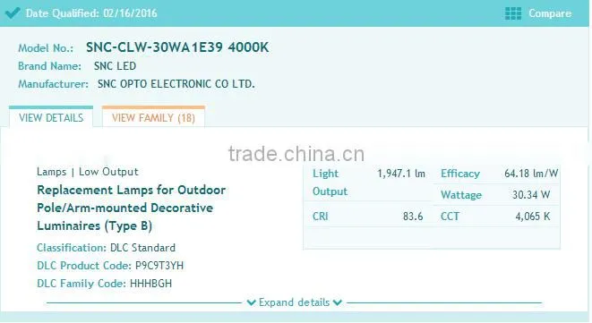 Pure white color temperature and dlc ul cul listed 30w led corn light factory price