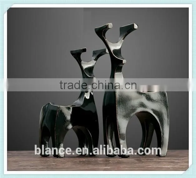 resin animal shape candle holder black deer candle holder with deer shape candle stick