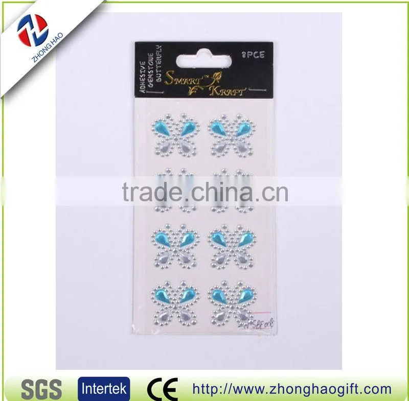 Crystal Self Adhesive Rhinestone Butterfly Sticker for Hobby