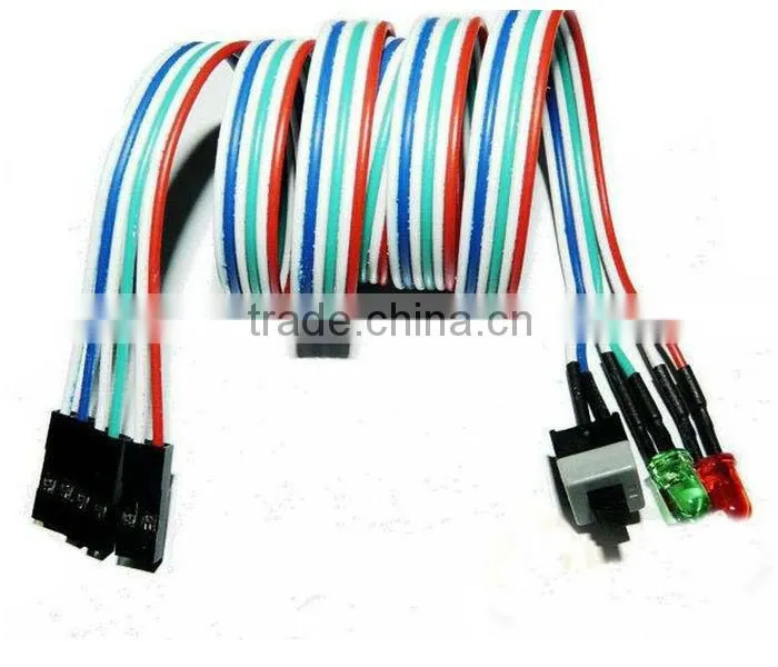 New ATX PC Computer Motherboard Case Power Switch On/Off Reset Two 2 Leds Cable