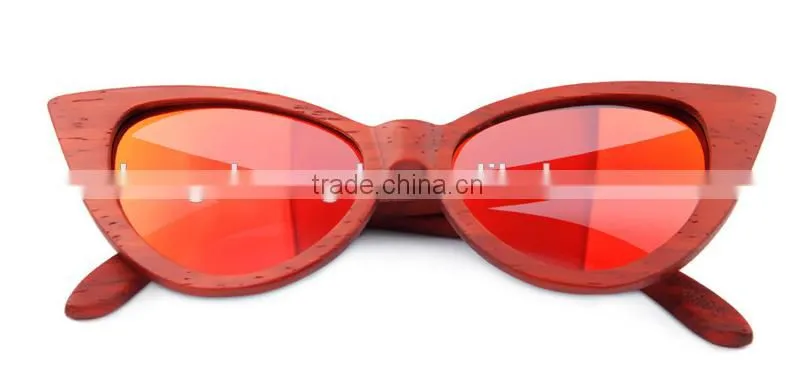 Vintage butterfly shape frame natural wood sunglasses with custom logo