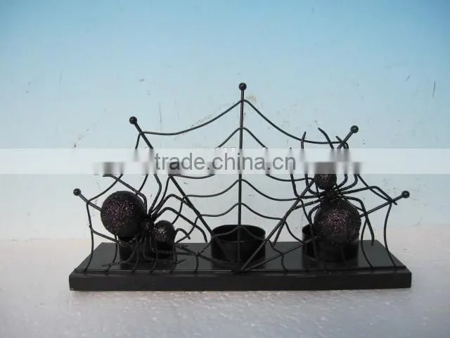metal halloween spider with glitter for halloween decoration