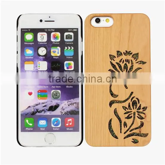 Ocase Hollow out Blossom Flower PC/TPU + wood phone case for Iphone 6