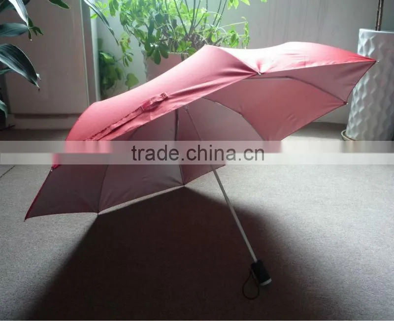 Arc42''*8Ribs Hand Open 3 Foldable Umbrella With Led Torch Handle OKLED017