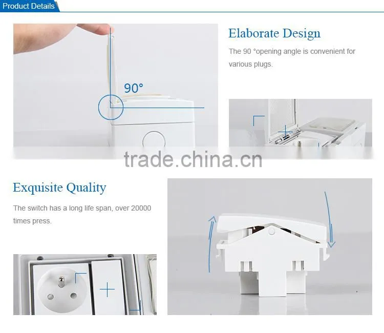 European multiple 250V power wall switch and socket SP-2FRS