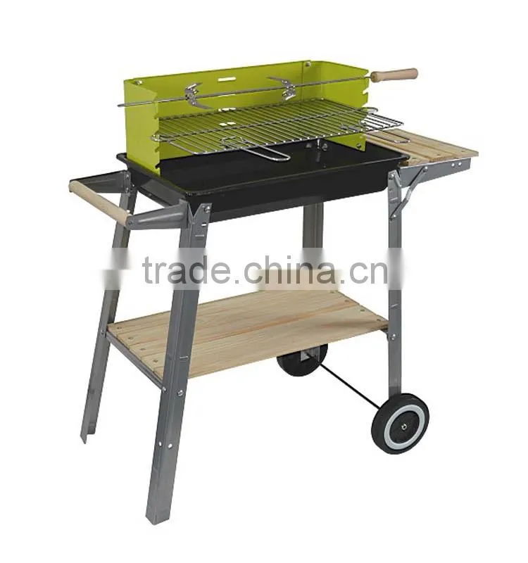 Homemade rectangular charcoal bbq grill