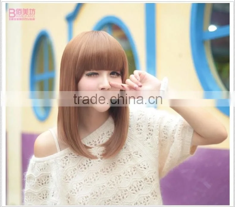 Real Female Hair Wigs Straight Short Hair Korean Pear Small Head Wig