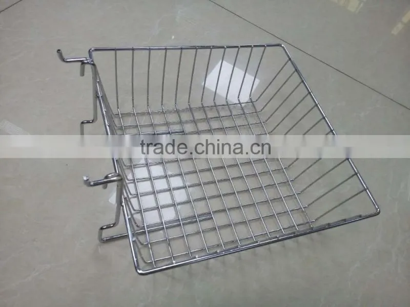 Iron material slatwall gridwall wire display basket