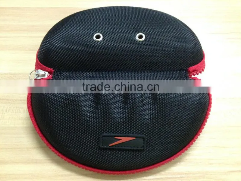GC--Red zipper with 1680D knitted fabric eva glasses hard case
