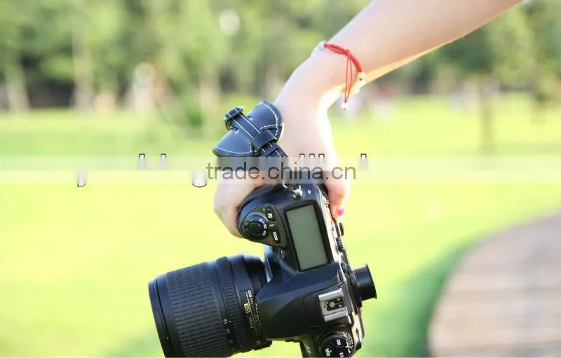 Hottest selling leather hand digital wrist grip strap with quick release plate for DSLR camera