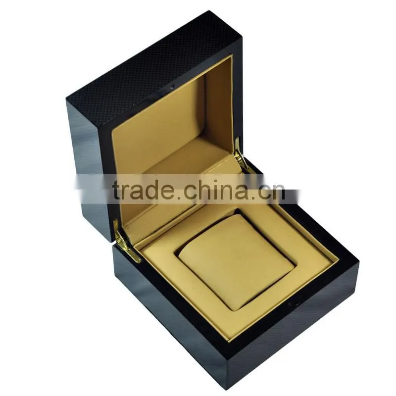 custom logo printed Gray plaid top quality wood & PU watch box