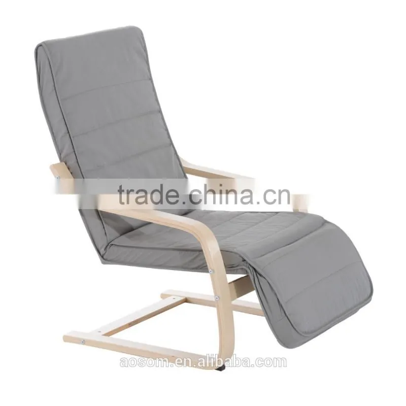 HomCom 39" Light Gray Reclining Bentwood Deck Chair