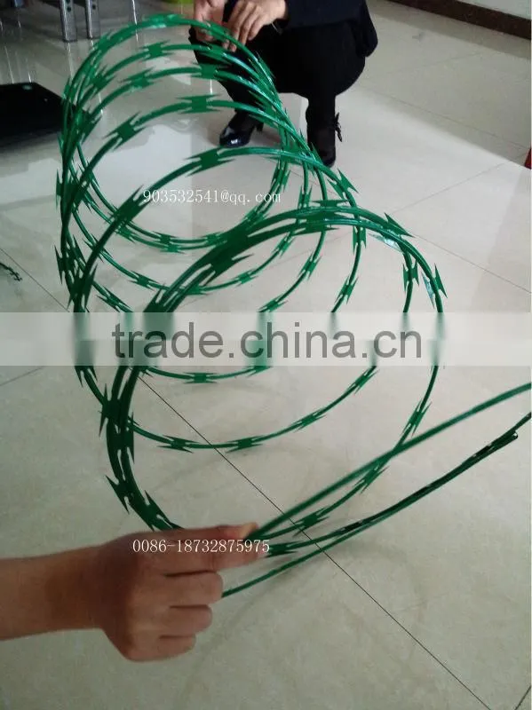 Border security system China high quality plastic coating concertina razor wire