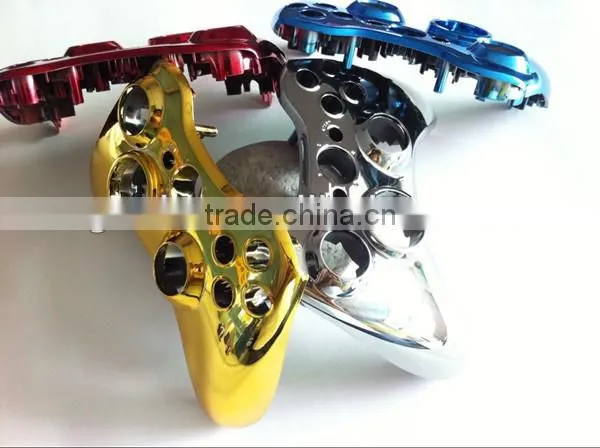 For Xbox 360 Slim Controller Chrome Shell with Black Inserts and Buttons