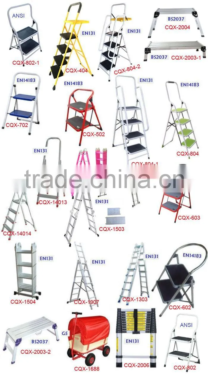 Multi Functional Household 4 Steel Step Ladder with Safety Rail