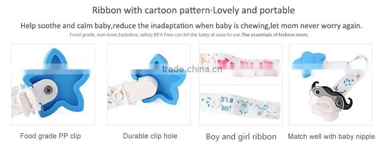 Kean new design baby pacifier with silicone flower clamp