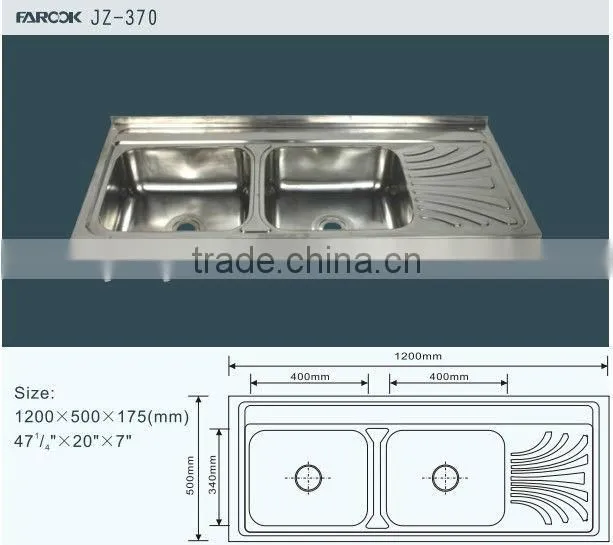 double bowl with tray stainless steel kitchen dishwash sink