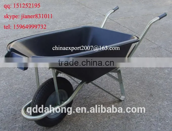 Plastic Concrete Wheel Barrow WB5600 with Green Tray and Pneumatic Wheel