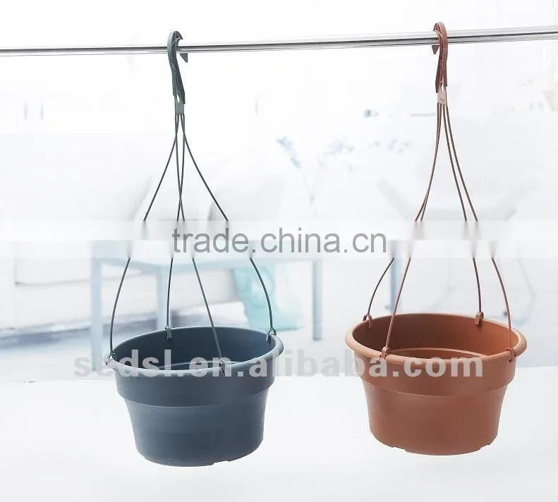 Cheap plastic hanging basket pot with hook