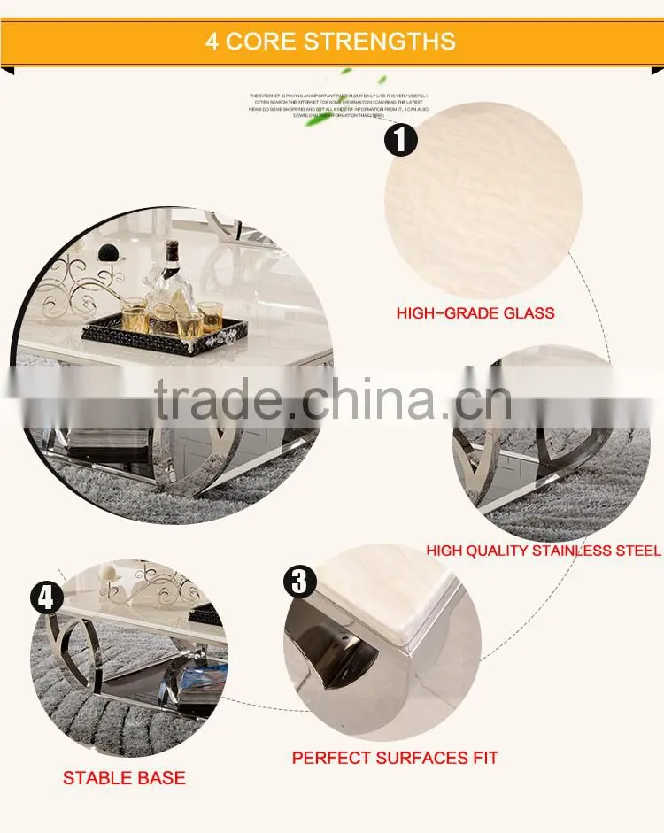 C380 China Living Room Center Table Stainless Steel Stone Sofa Table
