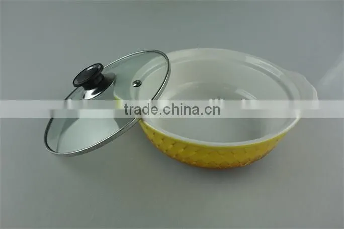 AB grade wholesale stock dimond shape ceramic casserole with glass lid,soup&stock pot