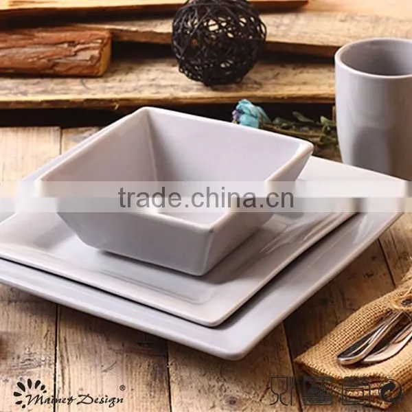 High quality square gray stoneware dinnerware set