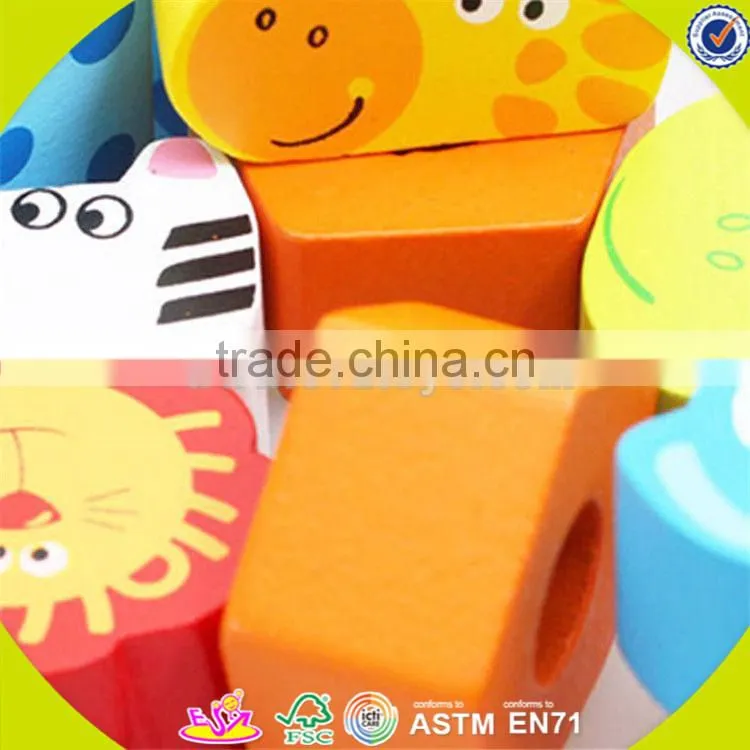wholesale kids wooden animals blocks stacking game cheap wooden animals blocks stacking toy popular baby toy W13D113